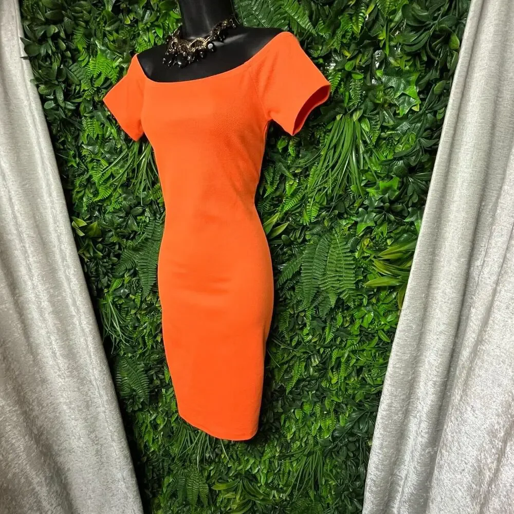 MICHAEL KORS Women Dress Small Orange Off The Shoulder‎ Clementine $140 NWT 1509